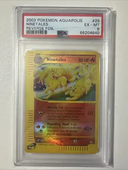 Pokemon PSA 6 2003 POKEMON AQUAPOLIS #25 NINETALES-REVERSE FOIL - Image 1