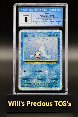 CGC 8 Seel 92/110 Legendary Collection 2002 Reverse Holo Pokemon Card WOTC - Image 1