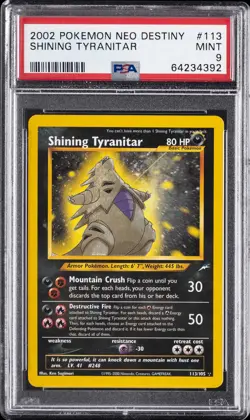 2002 POKEMON NEO DESTINY #113 SHINING TYRANITAR PSA 9 - Image 1