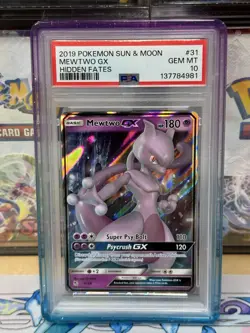 2019 POKEMON HIDDEN FATES MEWTWO GX #31 PSA 10 GEM MINT 31/68 - Image 1
