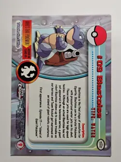 1999 Topps Pokemon TV Animation BLASTOISE #9 Texture Holo Silver Foil Black Logo - Image 2