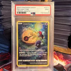 PSA 9 Mint 2023 Pokemon Crown Zenith Lunatone Full Art GG11/GG70 - Image 1