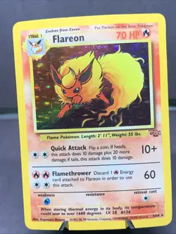 Pokemon TCG Flareon 3/64 Jungle Set Unlimited Holo Rare 1999 WOTC VTG HP - Image 1