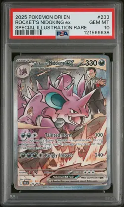 2025 POKEMON DRI EN-DESTINED RIVALS #233 TEAM ROCKET'S NIDOKING EX PSA 10 - Image 1