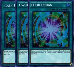 Yugioh - Flash Fusion x 3 - 1st Edition - Super Rare NM - Free Holographic Card - Image 1