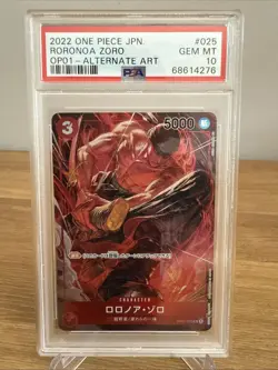 PSA 10 GEM MINT JAPANESE ONE PIECE 2022 RORONOA ZORO OP01-025 ALTERNATE ART - Image 1