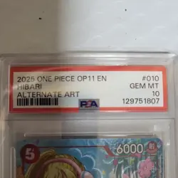 2025 ONE PIECE OP11-A FIST OF DIVINE SPEED #010 HIBARI ALT ART PSA 10 - Image 2