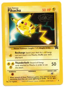 Pokemon Card: Pikachu #4 WOTC Vintage Black Star Movie Promo Rare! EX - Image 1