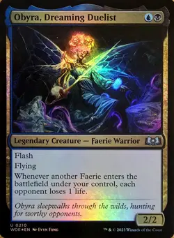 X 1 Obyra, Dreaming Duelist Foil 210 NM-M Wilds of Eldraine 210 MTG Magic - Image 1