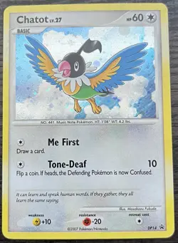 Chatot DP14 Pokemon TCG Diamond and Pearl Cosmos Holo Promo Lightly Played LP - Image 1