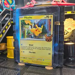 Pikachu Trick or Trade Cosmos Holo Paldean Fates Pokemon TCG 018/091 Promo - Image 2