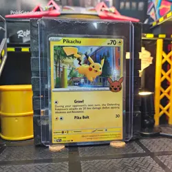 Pikachu Trick or Trade Cosmos Holo Paldean Fates Pokemon TCG 018/091 Promo - Image 3