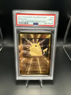 Pokemon PSA 9 Mint Pikachu 58/102 Gold Metal Celebrations UPC - Image 1