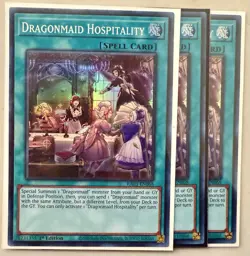Yugioh! 3x Dragonmaid Hospitality RA03-EN068 Super Rare 1st Ed NM - Image 1