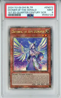 2024 YUGIOH 1ST ED BLTR-EN072 DIVINER OF THE HERALD QCR PSA 9 MINT #95982124 - Image 1