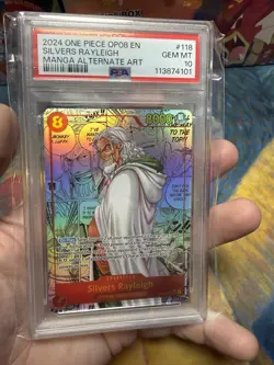 2024 OP-08 One Piece EN Manga Alternate Art Silvers Rayleigh PSA 10 🔥Low POP - Image 1