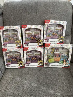 Pokemon TCG SV 151 Sealed Lot Of 5 Alakazam Ex Boxes & 1 Poster Collection New - Image 1
