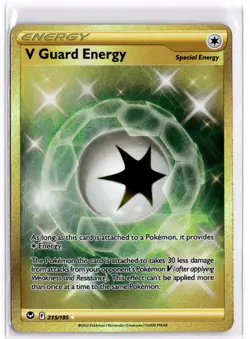 Pokemon TCG V Guard Energy (Gold) 215/195 SWSH12: Silver Tempest Secret Rare N - Image 1