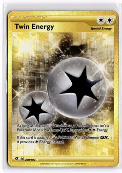 Pokemon TCG Twin Energy (Gold) 209/192 SWSH02: Rebel Clash Secret Rare NM - Image 1