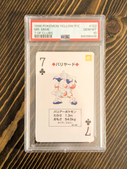 1998 Mr. Mime 7 Of Clubs Pokemon Yellow Playing Card JP - PSA 10 - POP 5!!!!! - Image 1