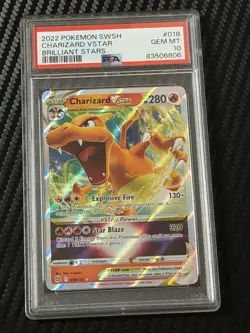 PSA 10 2022 Pokemon SWSH Brilliant Stars Charizard VStar 018/172 Mint #018 - Image 1