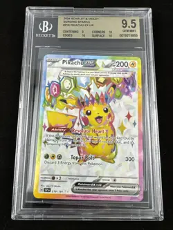 Pokemon Pikachu ex 219/191 Surging Sparks Ultra Rare Holo Beckett BGS 9.5 GEM - Image 1