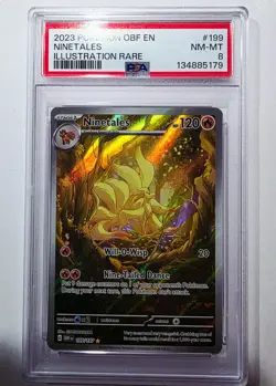 Pokemon 2023 Obsidian Flames 🔥199/197 Ninetails🔥 Holo Illustration Rare PSA 8! - Image 1