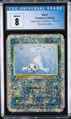 2002 POKEMON LEGENDARY COLLECTION REVERSE HOLO #92 SEEL CGC 8 - Image 1