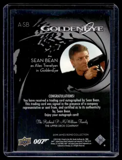 2019 UD Upper Deck James Bond Collection Sean Bean as Alex Trevelyan Auto - Image 2
