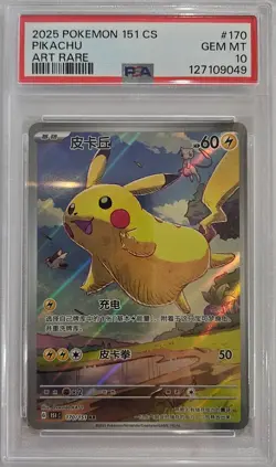 2025 POKEMON SIMPLIFIED CHINESE 151 C-COLL 151 ART RARE #170 PIKACHU PSA 10 - Image 1