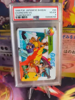 Pokemon Card Charizard Vs Team Rocket 89 Carddass Vending Anime Japanese PSA 4 - Image 1