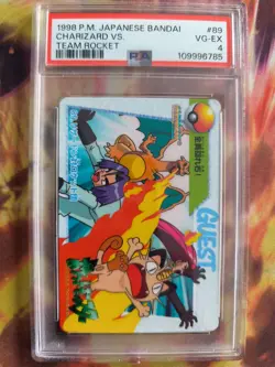Pokemon Card Charizard Vs Team Rocket 89 Carddass Vending Anime Japanese PSA 4 - Image 2
