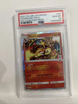 2021 POKEMON INDONESIAN SM PROMO KFC CHAKI KIDS MEAL #181 CHARIZARD-HOLO PSA 10 - Image 1