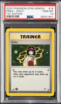 2000 POKEMON GYM HEROES 1ST ED #16 ERIKA-HOLO PSA 10 - Image 1