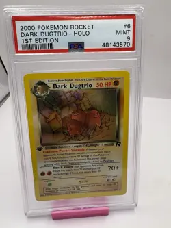 2000 Pokemon Team Rocket 1st Edition #6 Dark Dugtrio - Holo PSA 9 MINT - Image 1