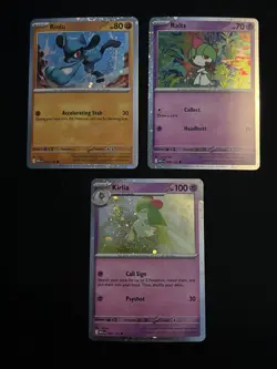 Pokemon TCG: 2025 Cosmo Foil Promos: Ralts, Kirlia (Swirl & Small Crease), Riolu - Image 1
