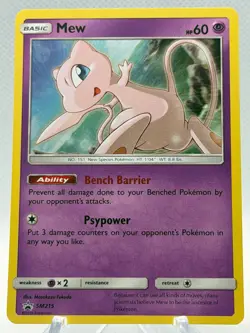 Pokemon Mew SM215 Black Star Promo Holo Rare Card Near Mint Condition - Image 1