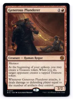 Generous Plunderer LP Outlaws of Thunder Junction: the Big Score 11 MTG Regular - Image 1