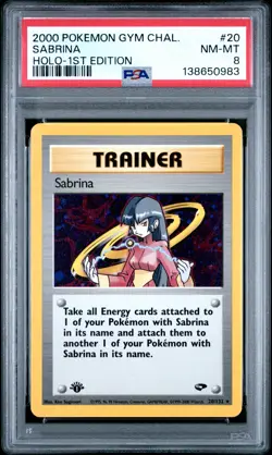 2000 POKEMON GYM CHALLENGE HOLO-1ST ED #20 SABRINA PSA 8 - Image 1
