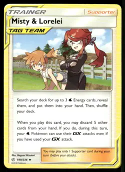 Misty & Lorelei 199/236 Uncommon Normal NM Pokemon SM - Cosmic Eclipse - Image 1