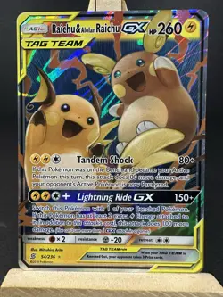 MINT Raichu & Alolan Raichu GX 54/236 Sm-Unified Minds Holo Pokemon TAG TEAM - Image 1