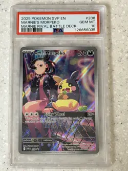 2025 POKEMON SVP EN-SV BLACK STAR PROMO #206 MARNIE'S MORPEKO PSA 10 - Image 1