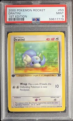 2000 Pokemon Team Rocket 1st Edition 53 Dratini PSA 9 Mint - Image 1