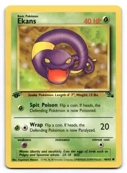 Ekans MP 46/62 1st Edition Fossil Pokemon TCG Regular - Image 1