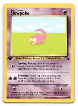 Slowpoke LP 55/62 1st Edition Fossil Pokemon TCG Regular - Image 1