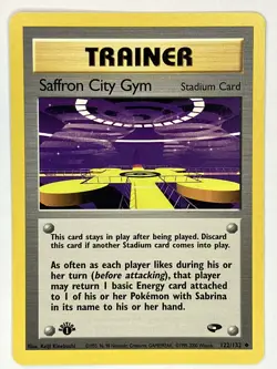 Saffron City Gym 122/132 1st Edition Gym Challenge Pokemon TCG Uncommon LP - Image 1