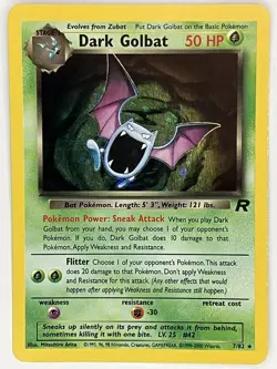 Dark Golbat LP SWIRL 7/82 Unlimited Team Rocket Pokemon TCG Holo - Image 1