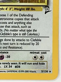 Clefable HP 5/130 Base Set 2 Pokemon TCG Holo - Image 4