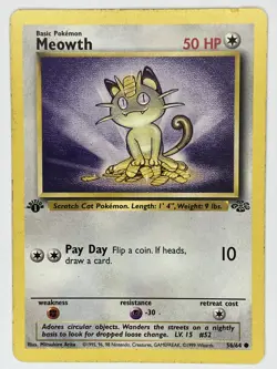 Meowth MP 56/64 1st Edition Jungle Pokemon TCG Regular - Image 1