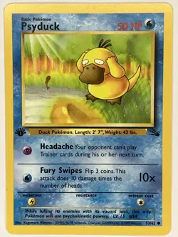 Psyduck NM 53/62 1st Edition Fossil Pokemon TCG Regular - Image 1